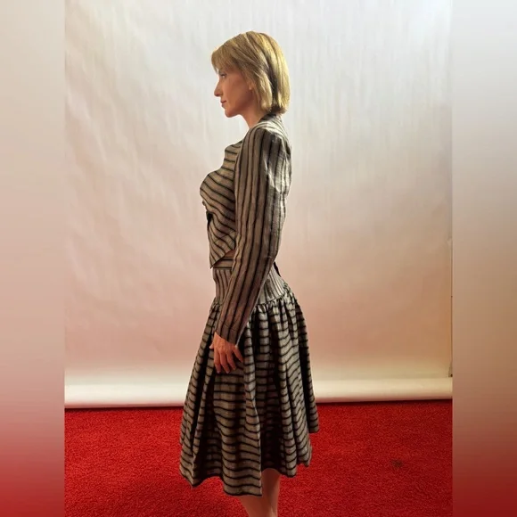 Vivienne Westwood Anglomania 2014 NWT STRIPE SET/LINEN SOFT CORSET+SKIRT IT42 - Picture 12 of 14